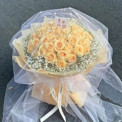 鹰潭52朵香槟玫瑰满天星，你就是我的全部