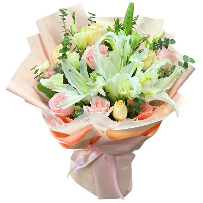 鹰潭10朵玫瑰百合混搭，爱是难忘时刻